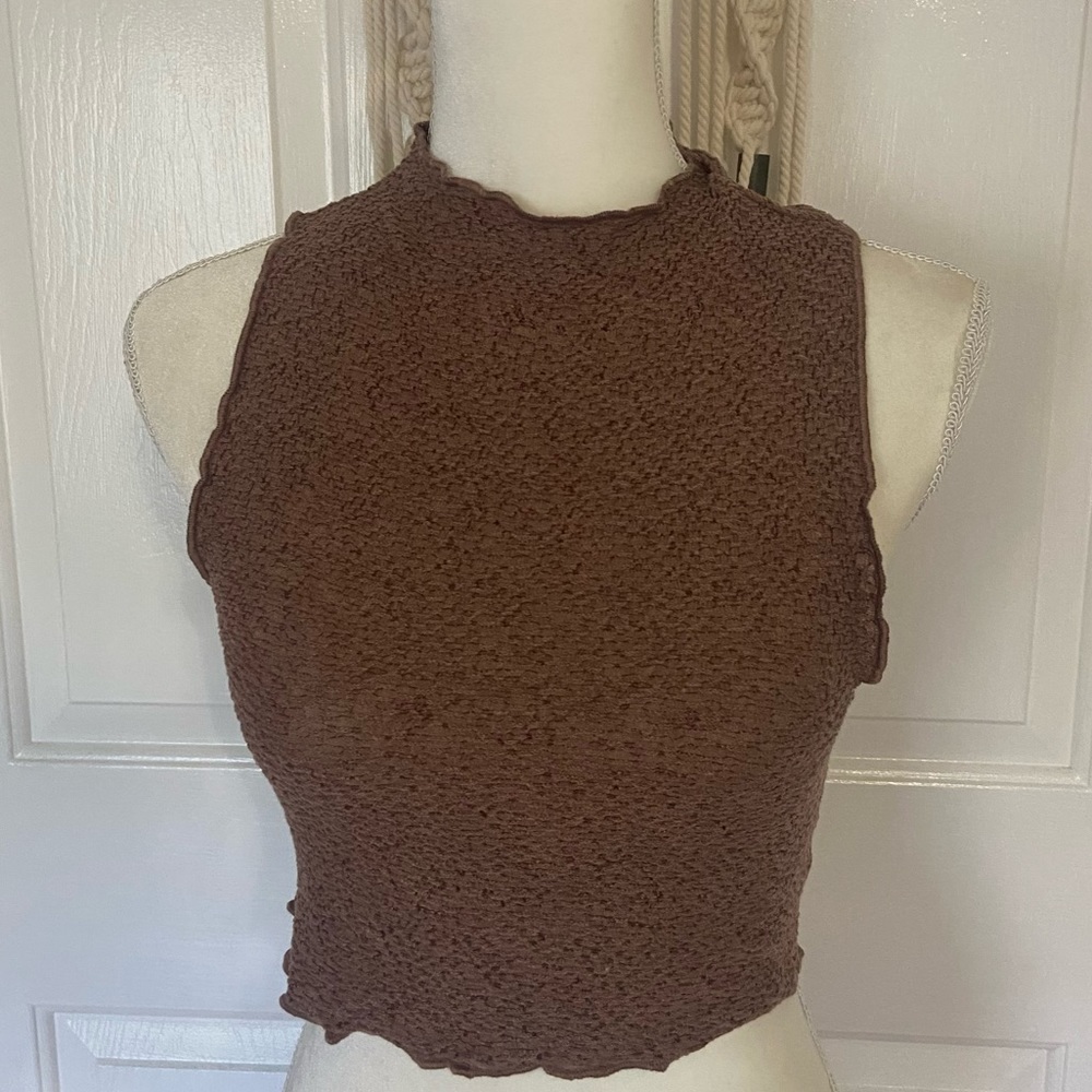 NWOT Naked Wardrobe textured crop top brown M